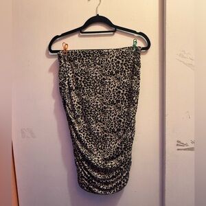 Vince Camuto Leopard Print Midi Skirt - Black and Cream